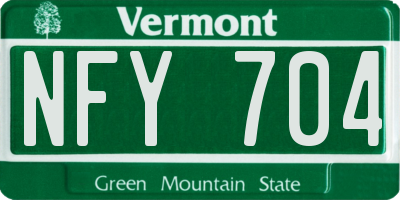 VT license plate NFY704