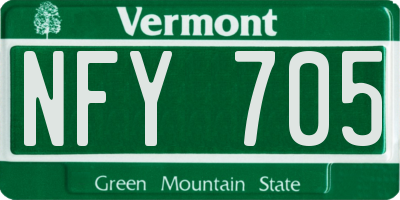 VT license plate NFY705