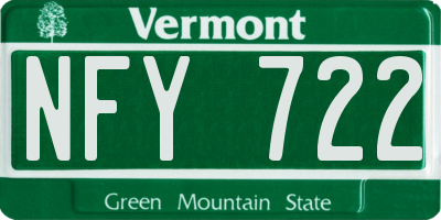 VT license plate NFY722