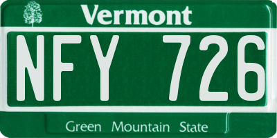 VT license plate NFY726
