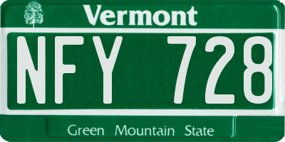 VT license plate NFY728