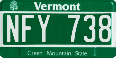 VT license plate NFY738