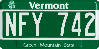 VT license plate NFY742