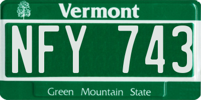 VT license plate NFY743