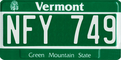VT license plate NFY749