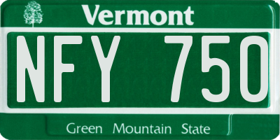 VT license plate NFY750