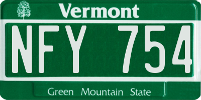 VT license plate NFY754
