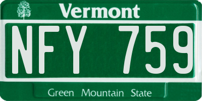 VT license plate NFY759