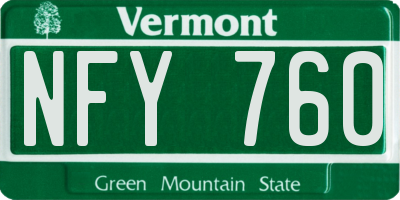 VT license plate NFY760