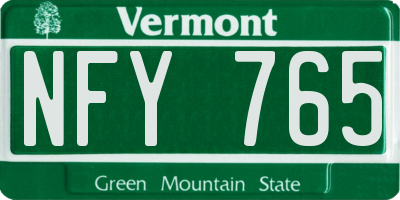 VT license plate NFY765