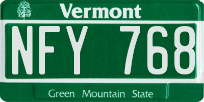 VT license plate NFY768