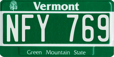 VT license plate NFY769