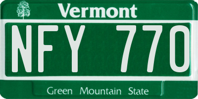 VT license plate NFY770