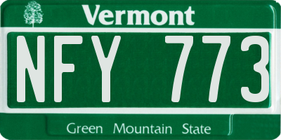 VT license plate NFY773