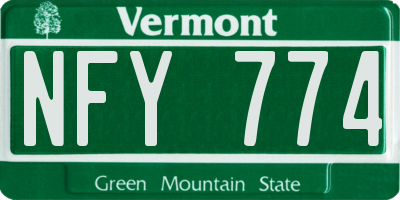 VT license plate NFY774