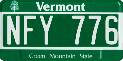 VT license plate NFY776