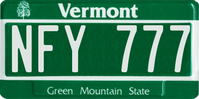 VT license plate NFY777