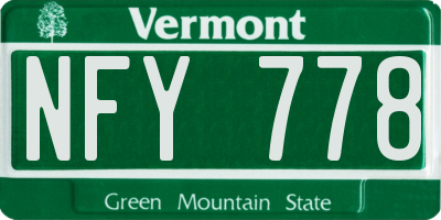 VT license plate NFY778