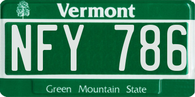 VT license plate NFY786