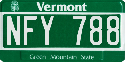 VT license plate NFY788