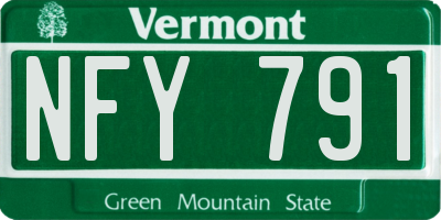 VT license plate NFY791