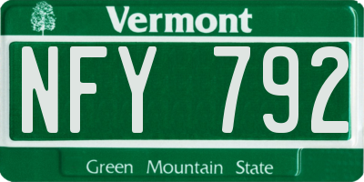 VT license plate NFY792