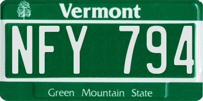 VT license plate NFY794