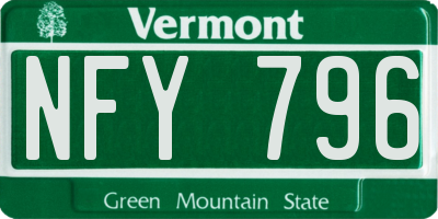 VT license plate NFY796