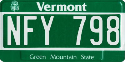 VT license plate NFY798