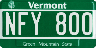 VT license plate NFY800