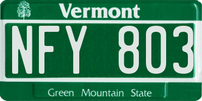 VT license plate NFY803