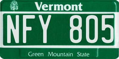 VT license plate NFY805