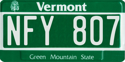 VT license plate NFY807
