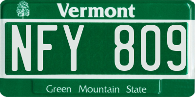 VT license plate NFY809