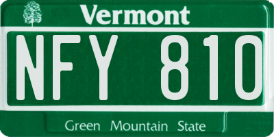 VT license plate NFY810