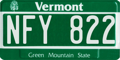 VT license plate NFY822