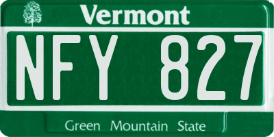 VT license plate NFY827