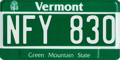VT license plate NFY830
