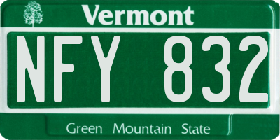 VT license plate NFY832
