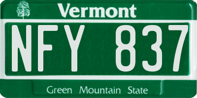 VT license plate NFY837