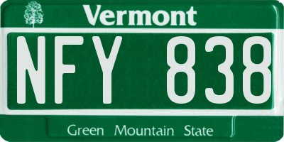 VT license plate NFY838