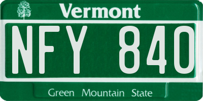 VT license plate NFY840
