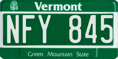 VT license plate NFY845