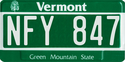 VT license plate NFY847
