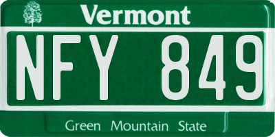 VT license plate NFY849