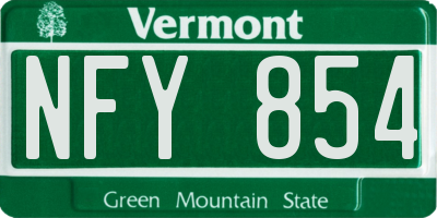 VT license plate NFY854