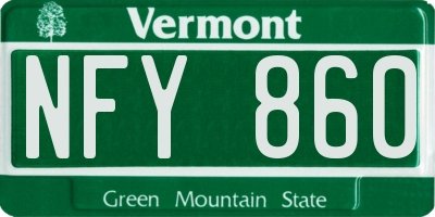 VT license plate NFY860
