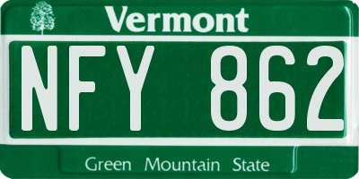 VT license plate NFY862