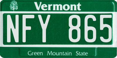 VT license plate NFY865