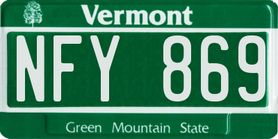 VT license plate NFY869